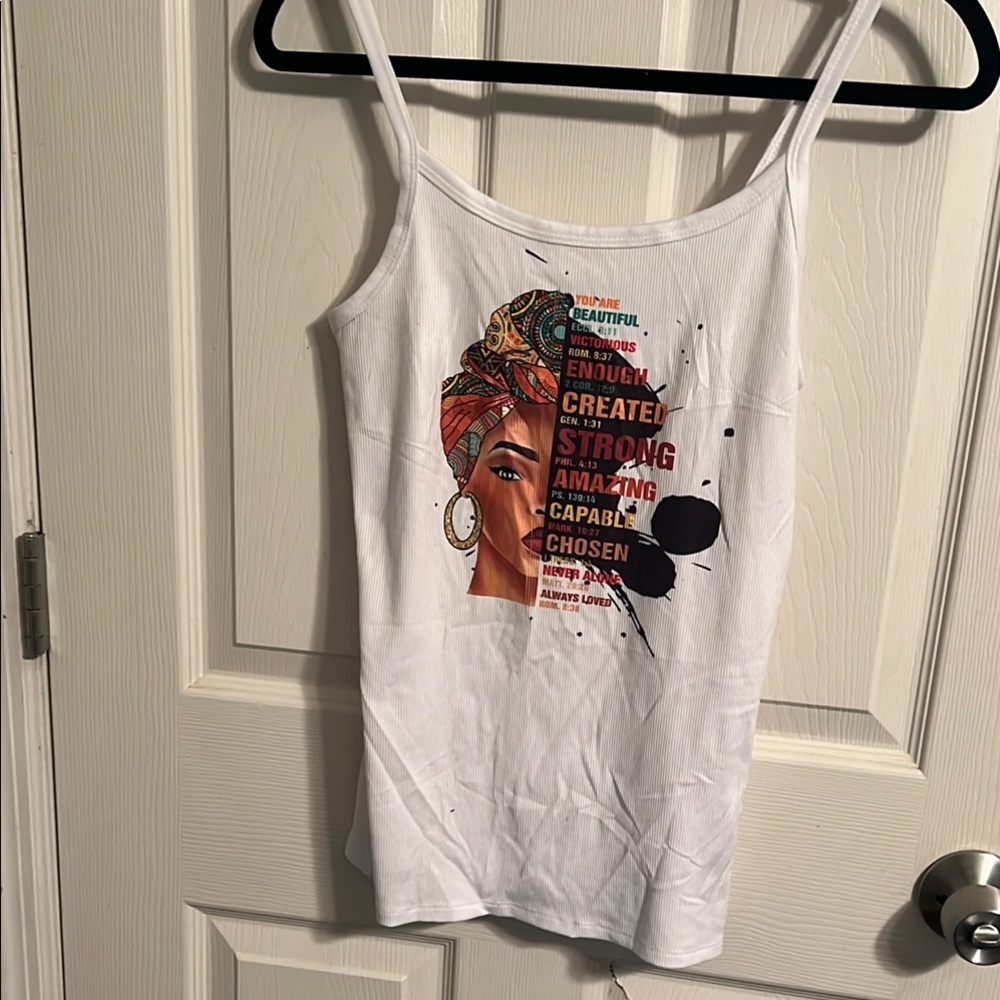 Women's White Graphic Tank Top
